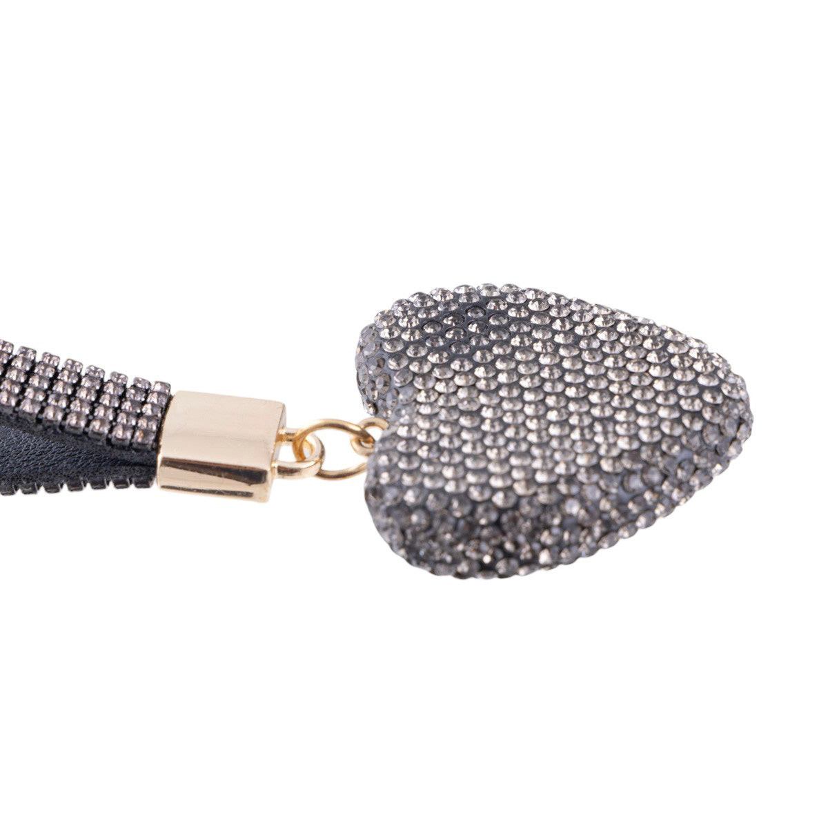 Portachiavi cuore piatto con strass