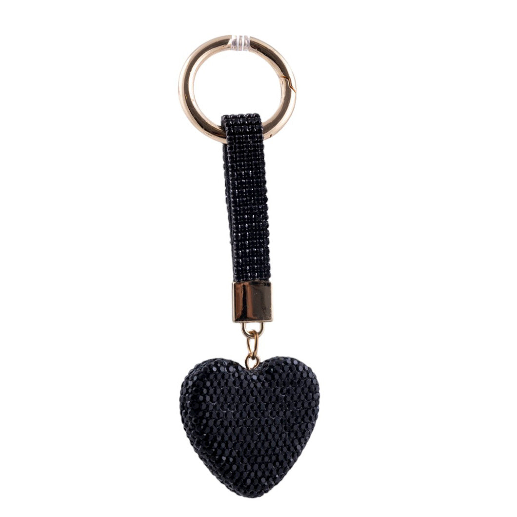 Portachiavi cuore piatto con strass