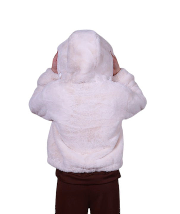 Giubbotto ecopelliccia con cappuccio