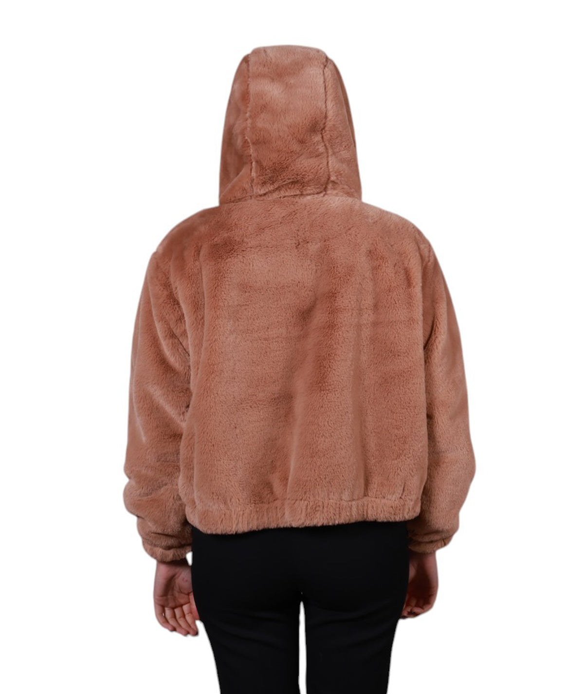 Giubbotto ecopelliccia con cappuccio