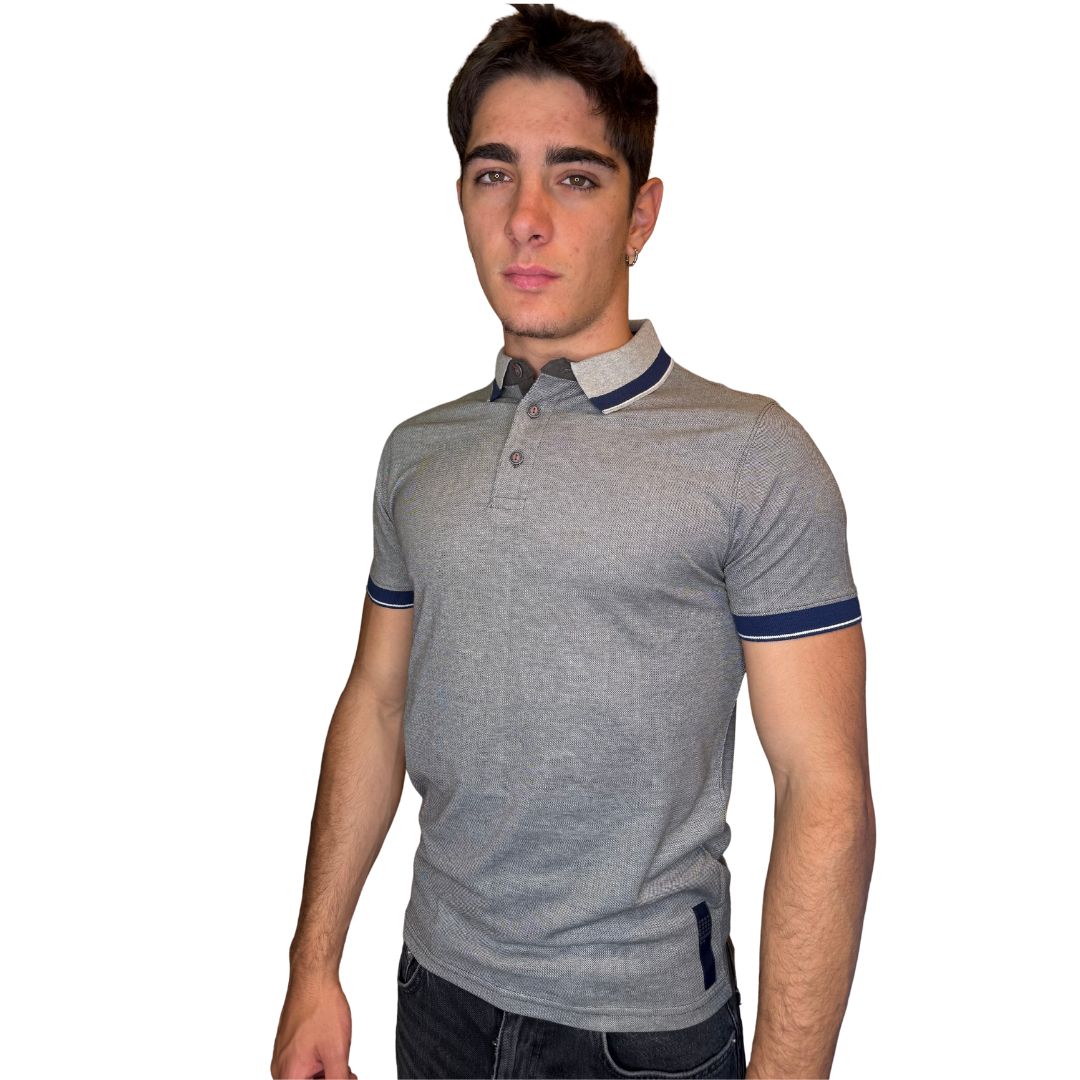 Polo uomo manica corta cotone jersey operato Fred Mello