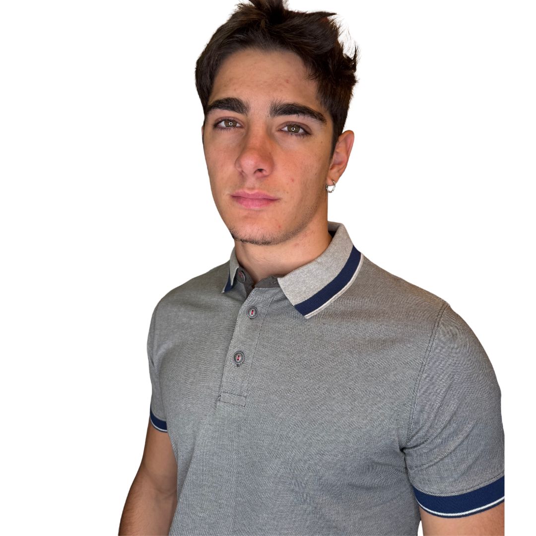 Polo uomo manica corta cotone jersey operato Fred Mello