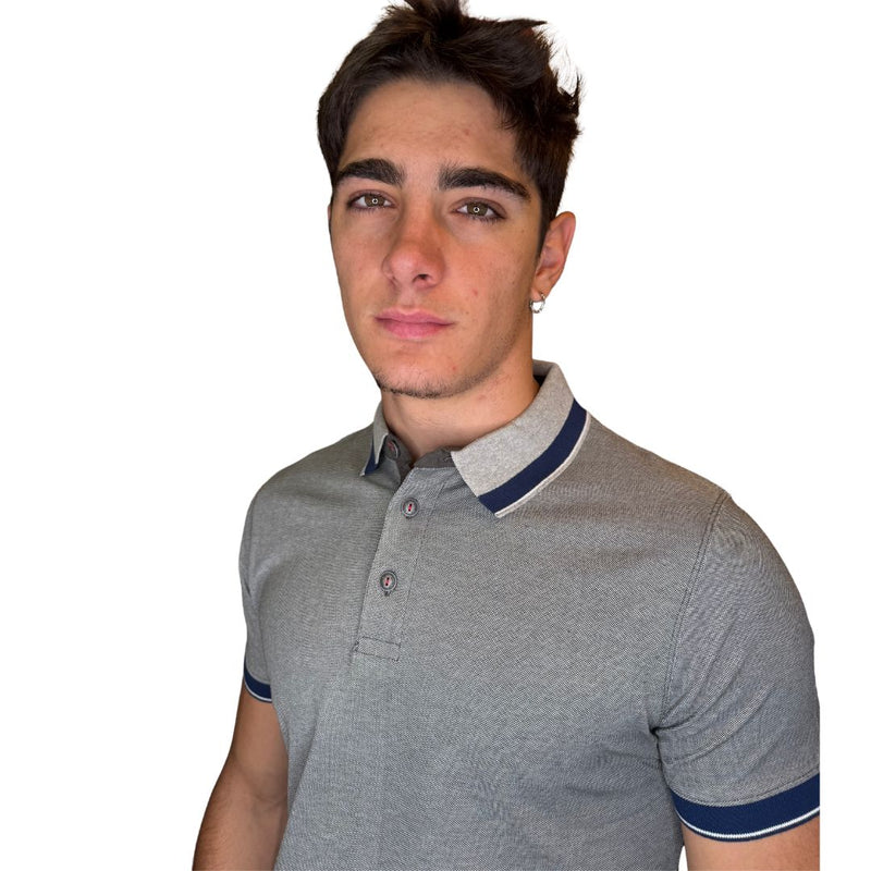 Polo uomo manica corta cotone jersey operato Fred Mello