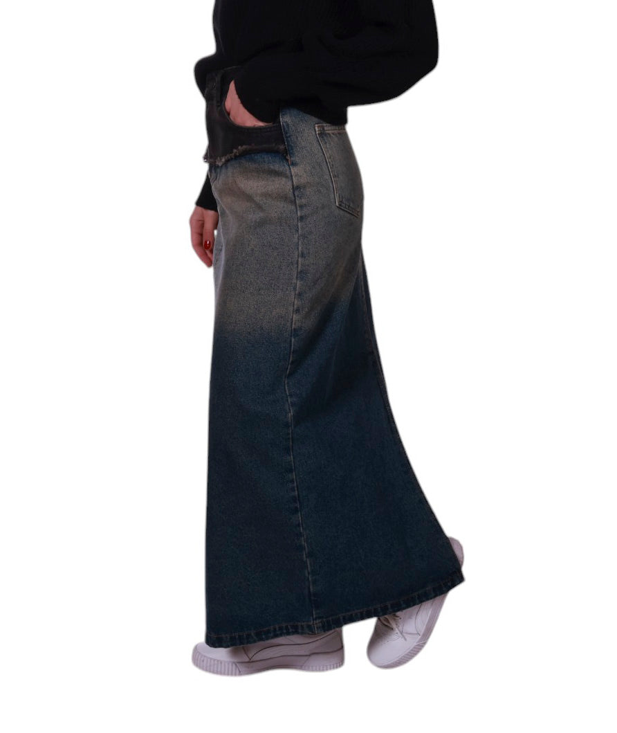 Gonna lunga in Jeans slavata