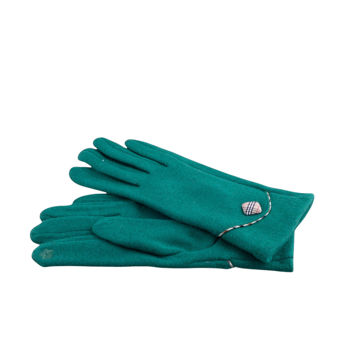 Guanti Touch con Bottoncino profilato misto Lana