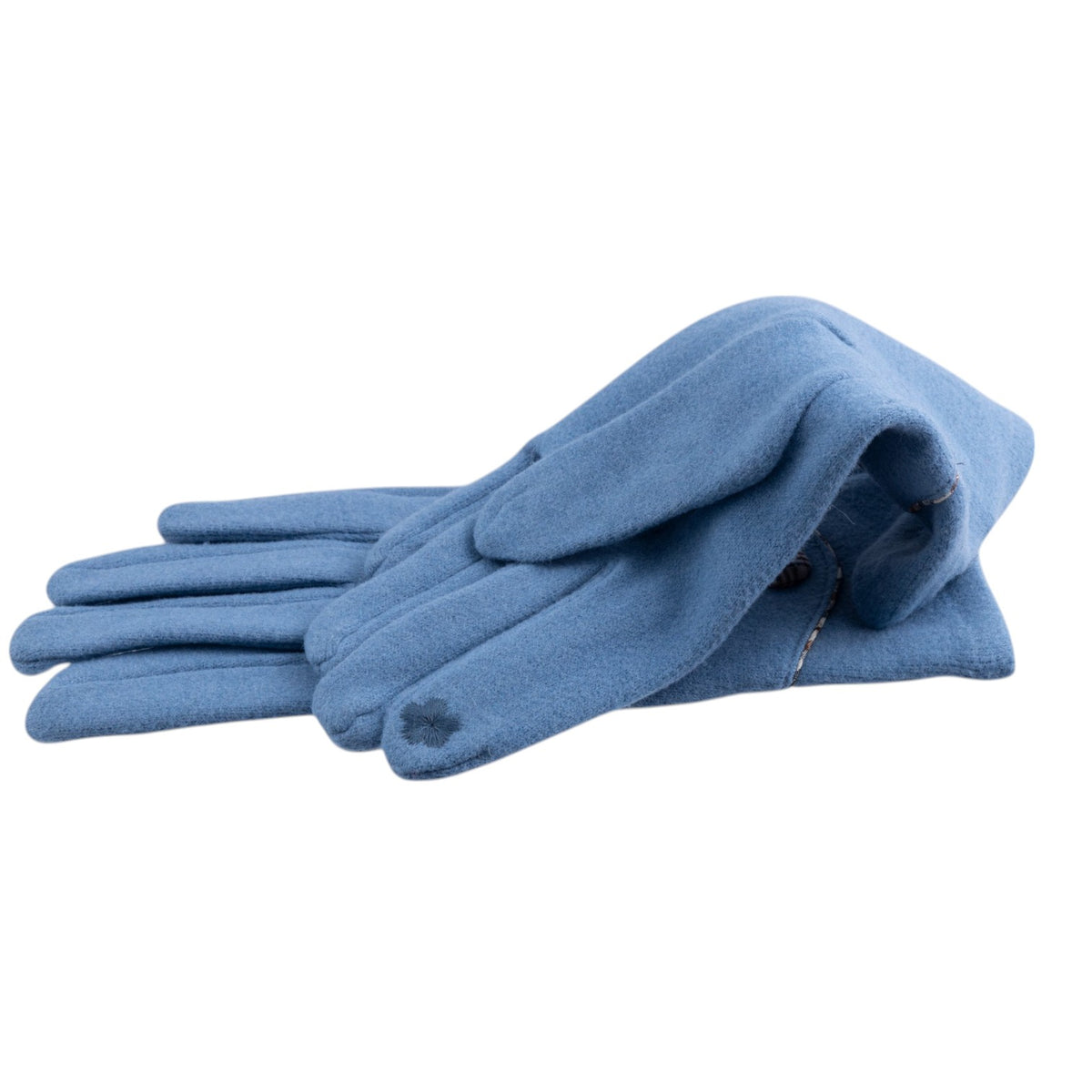 Guanti Touch con Bottoncino profilato misto Lana