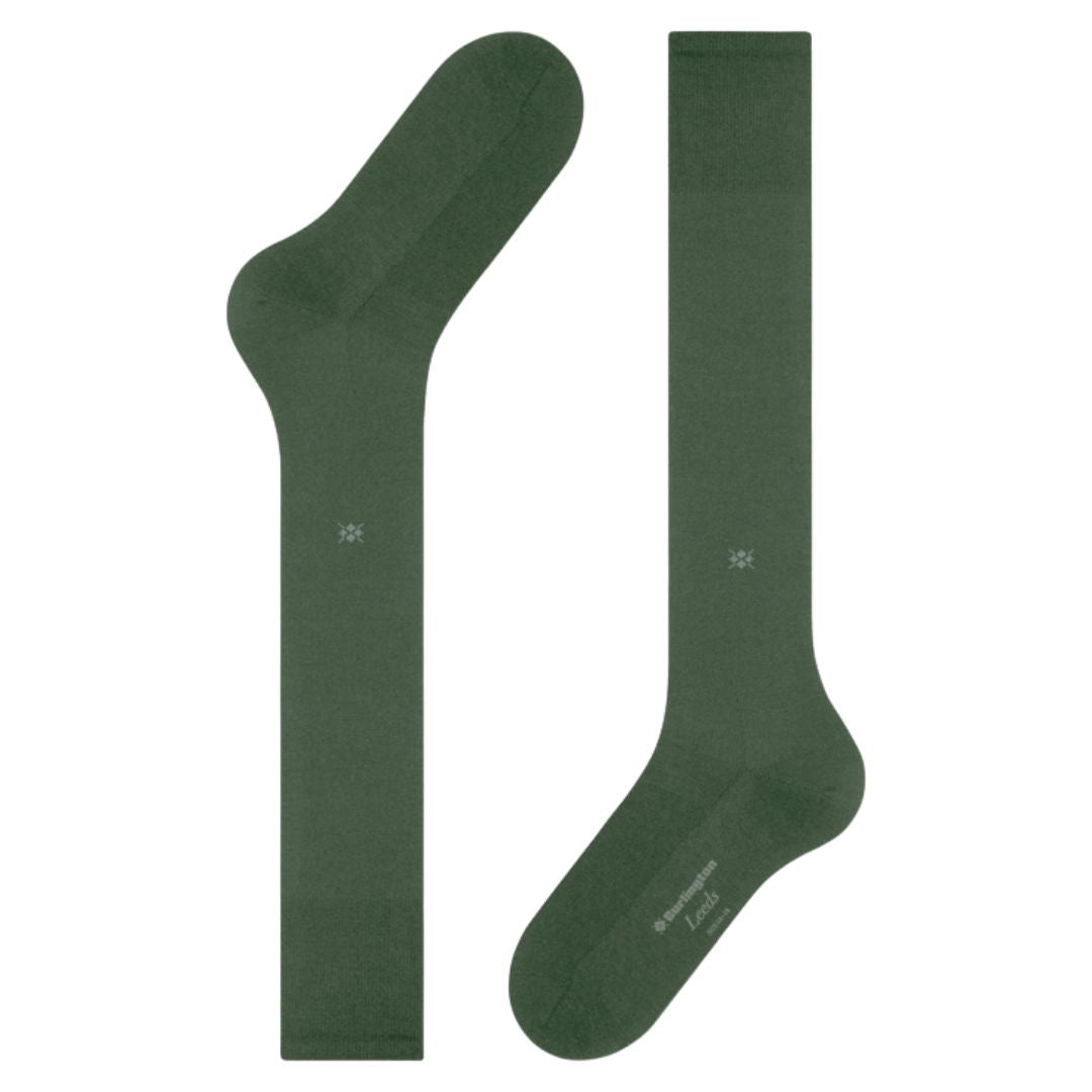 Calzini lunghi Burlington Leeds gambaletto tinta unita cotone e lana