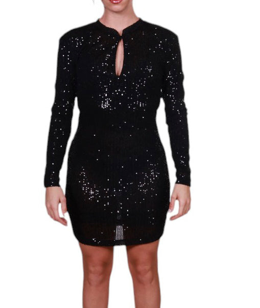 Abito pailettes manica lunga