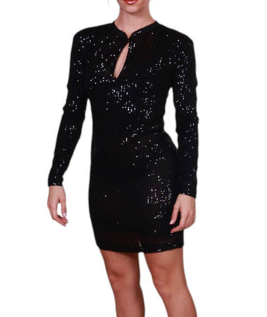 Abito pailettes manica lunga