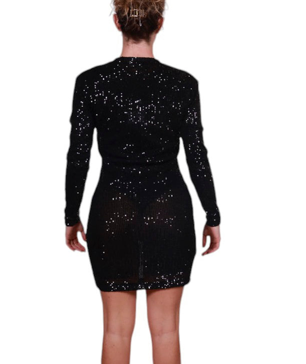 Abito pailettes manica lunga