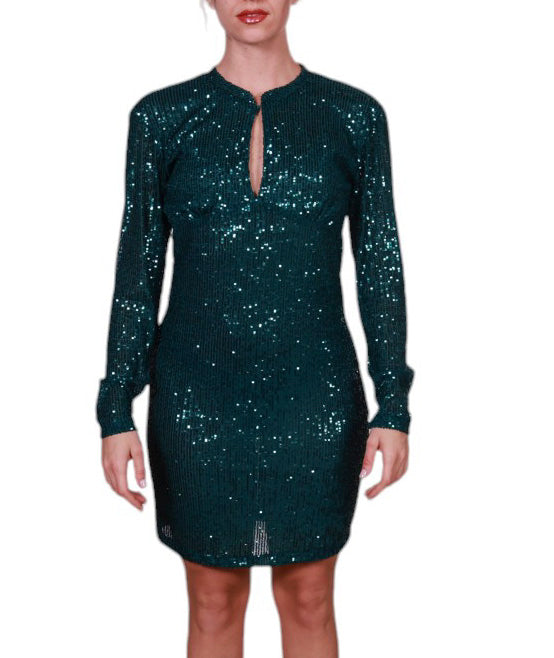 Abito pailettes manica lunga