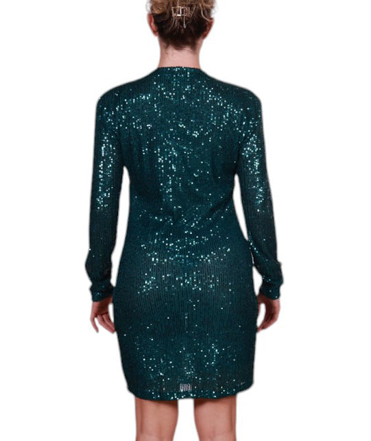 Abito pailettes manica lunga