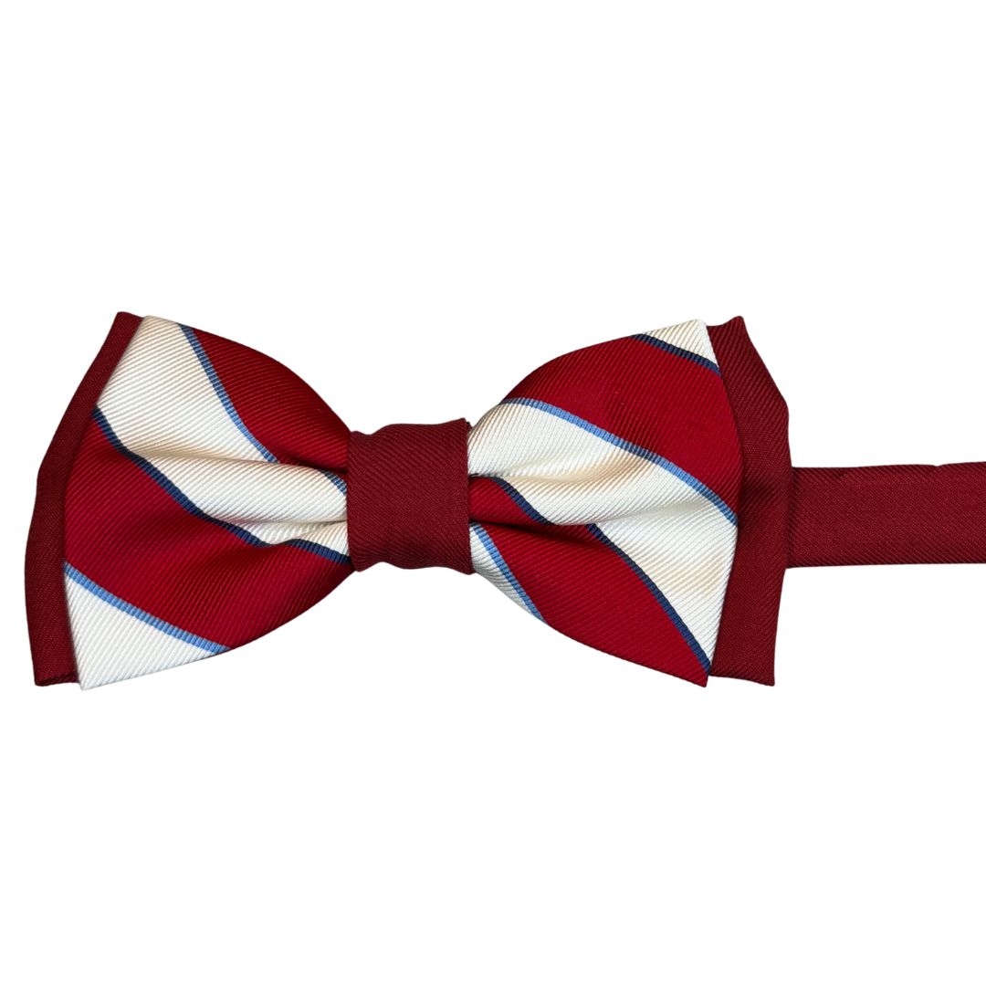 Papillon regimental bicolore in seta annodato a mano Centoercento camicie Made i