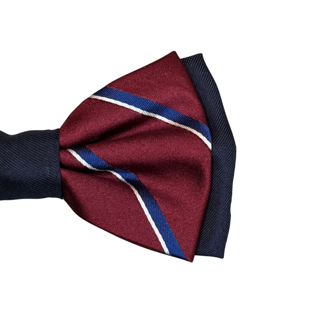 Papillon regimental bicolore in seta annodato a mano Centoercento camicie Made i