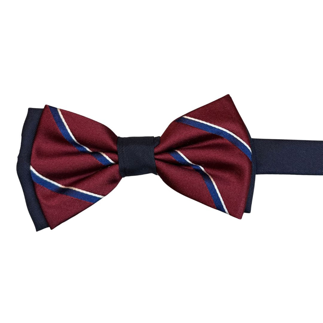 Papillon regimental bicolore in seta annodato a mano Centoercento camicie Made i