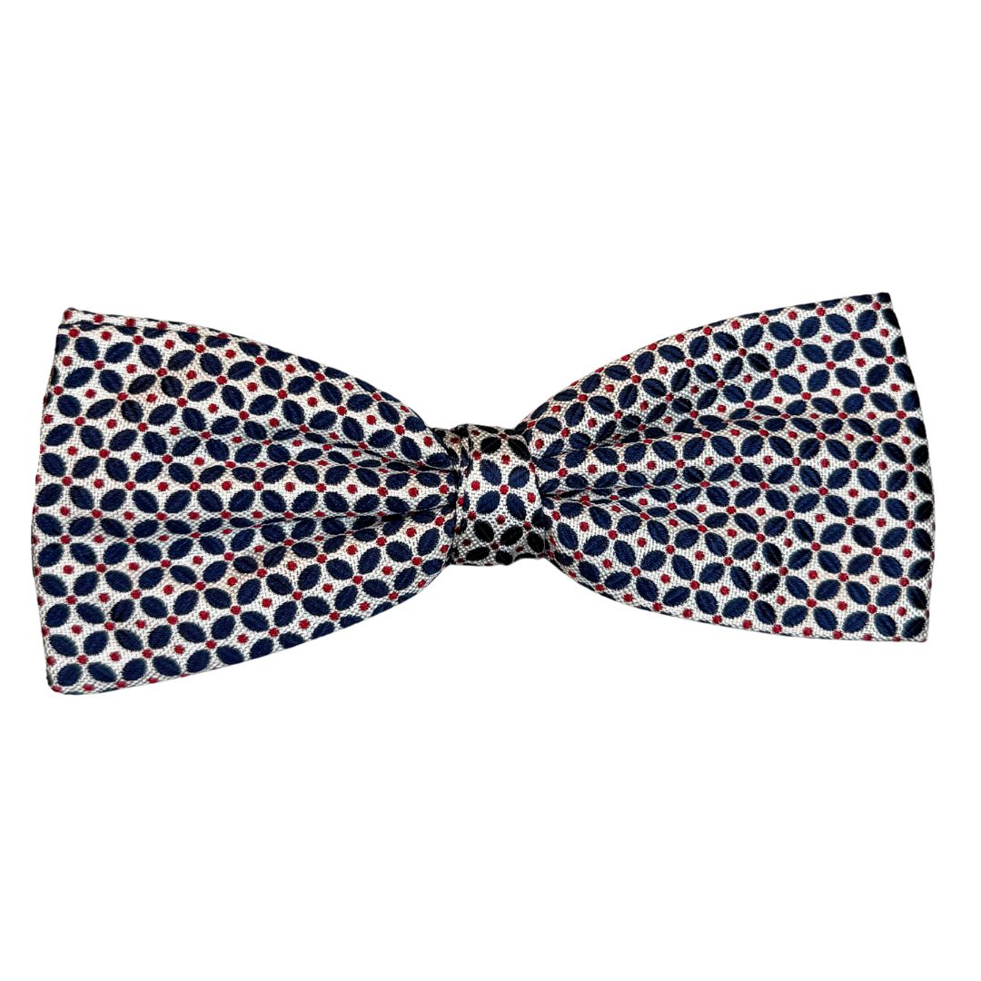 Papillon seta midi annodato a mano con fantasia geometrica