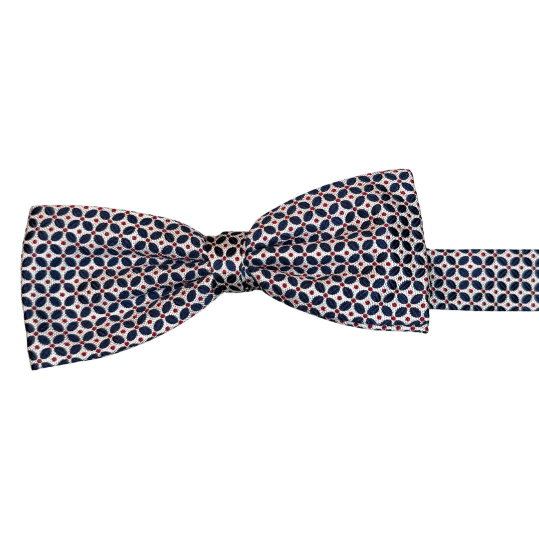 Papillon seta midi annodato a mano con fantasia geometrica