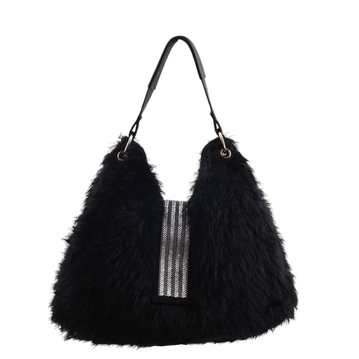 Borsa ecopelliccia chiusura strass con pochette interna con tracolla