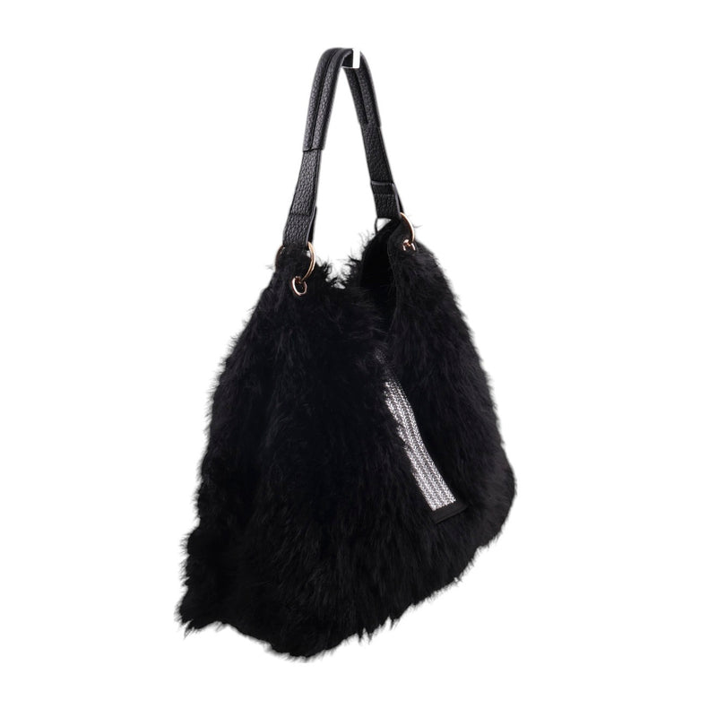 Borsa ecopelliccia chiusura strass con pochette interna con tracolla