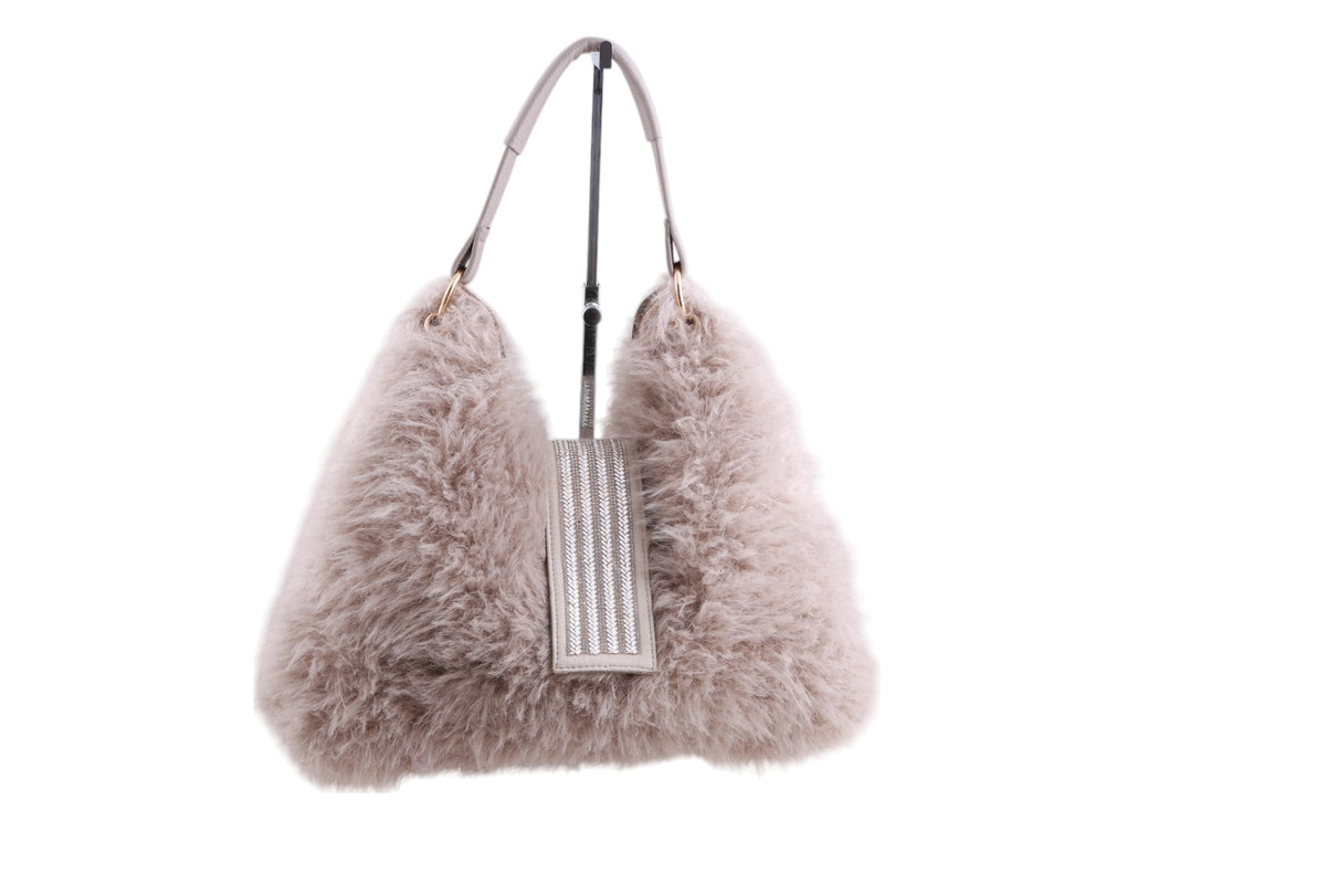 Borsa ecopelliccia chiusura strass con pochette interna con tracolla