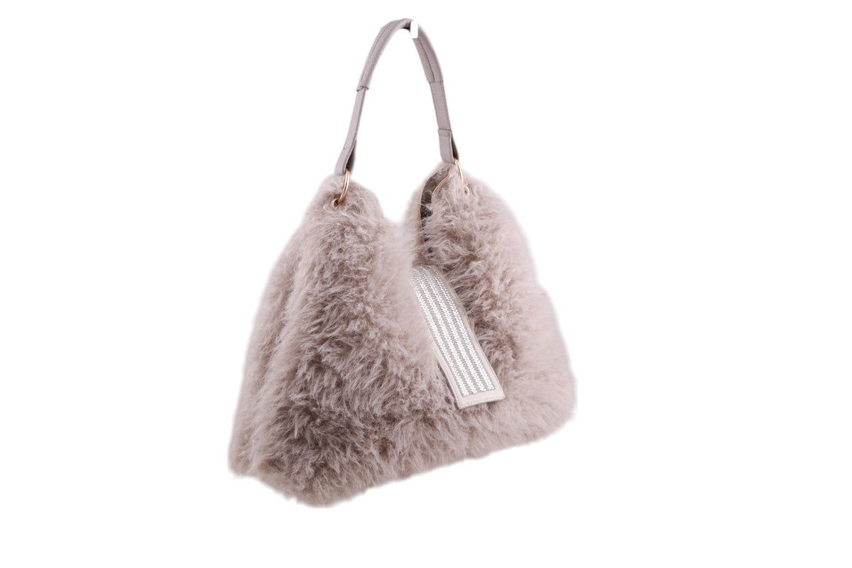 Borsa ecopelliccia chiusura strass con pochette interna con tracolla