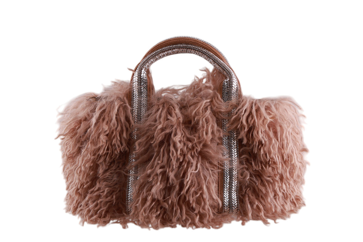 Borsa tracollina ecopelliccia manici strass con pochette interna