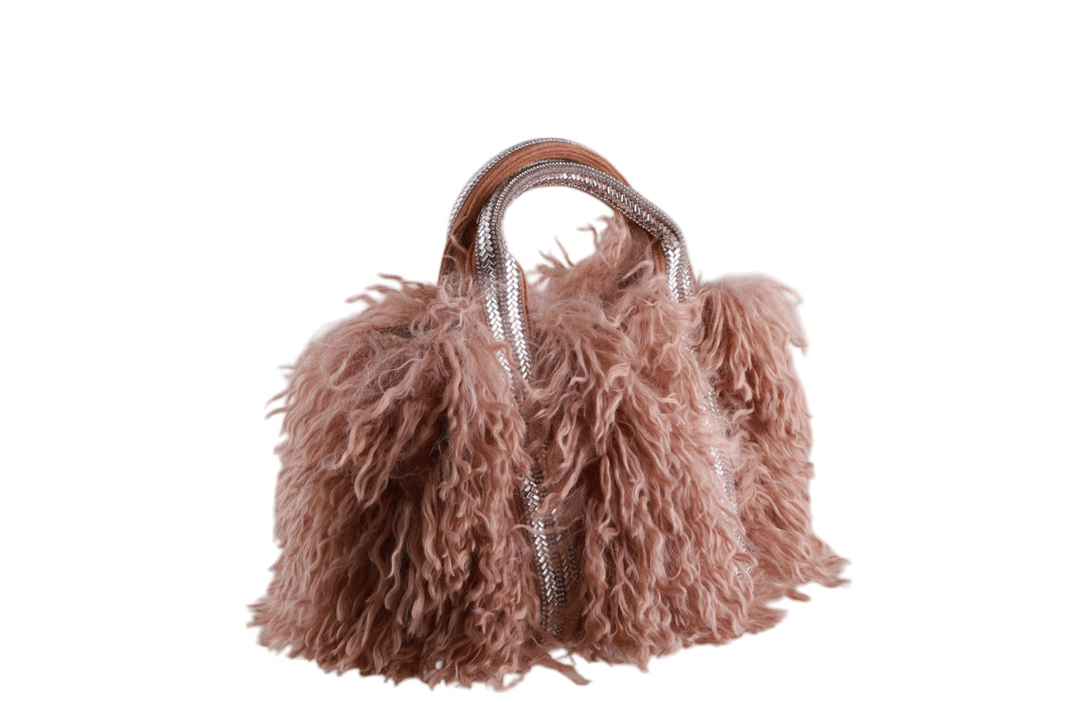 Borsa tracollina ecopelliccia manici strass con pochette interna