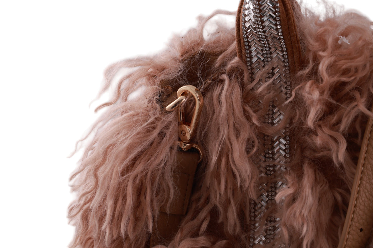 Borsa tracollina ecopelliccia manici strass con pochette interna