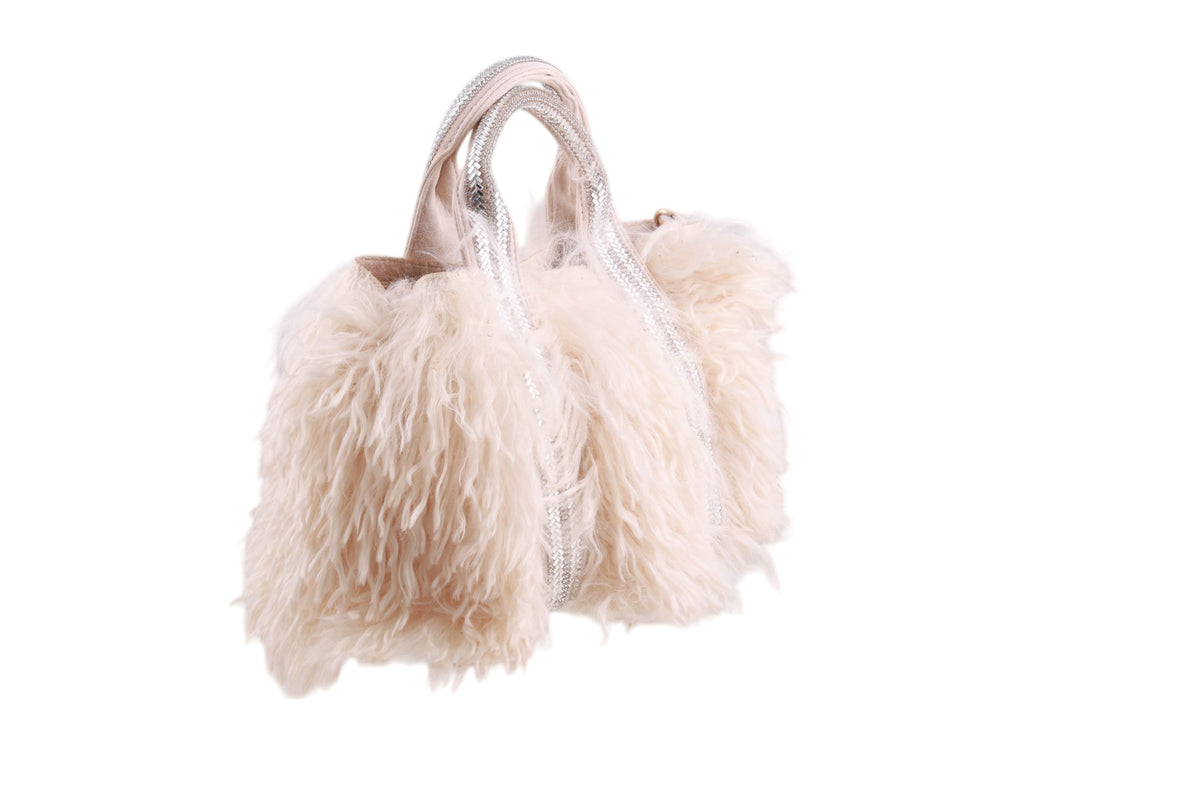 Borsa tracollina ecopelliccia manici strass con pochette interna