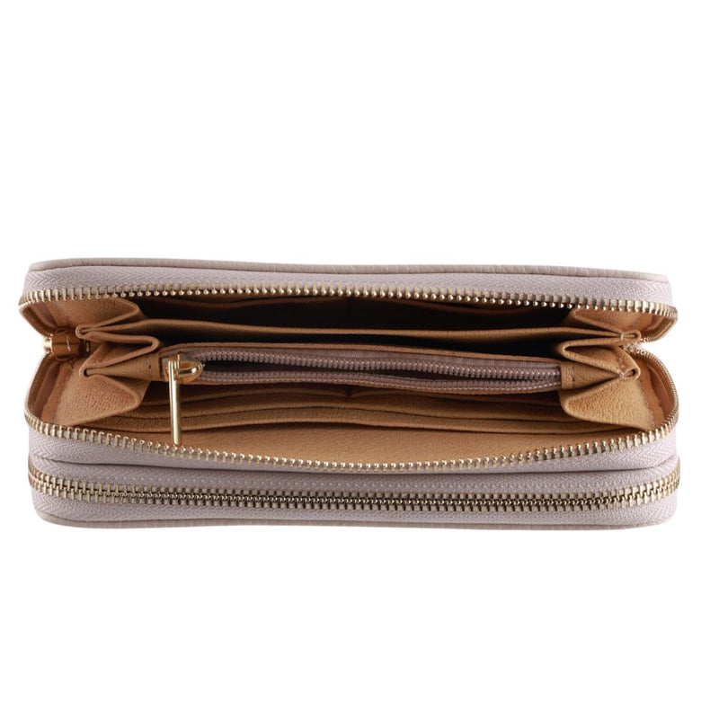 Portafoglio donna doppia zip in pelle dollaro