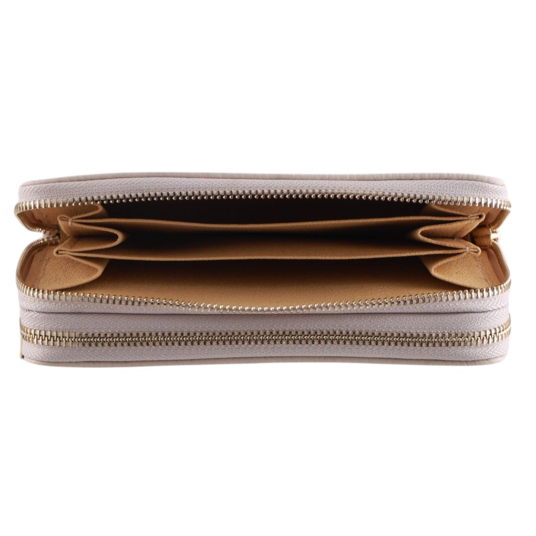 Portafoglio donna doppia zip in pelle dollaro