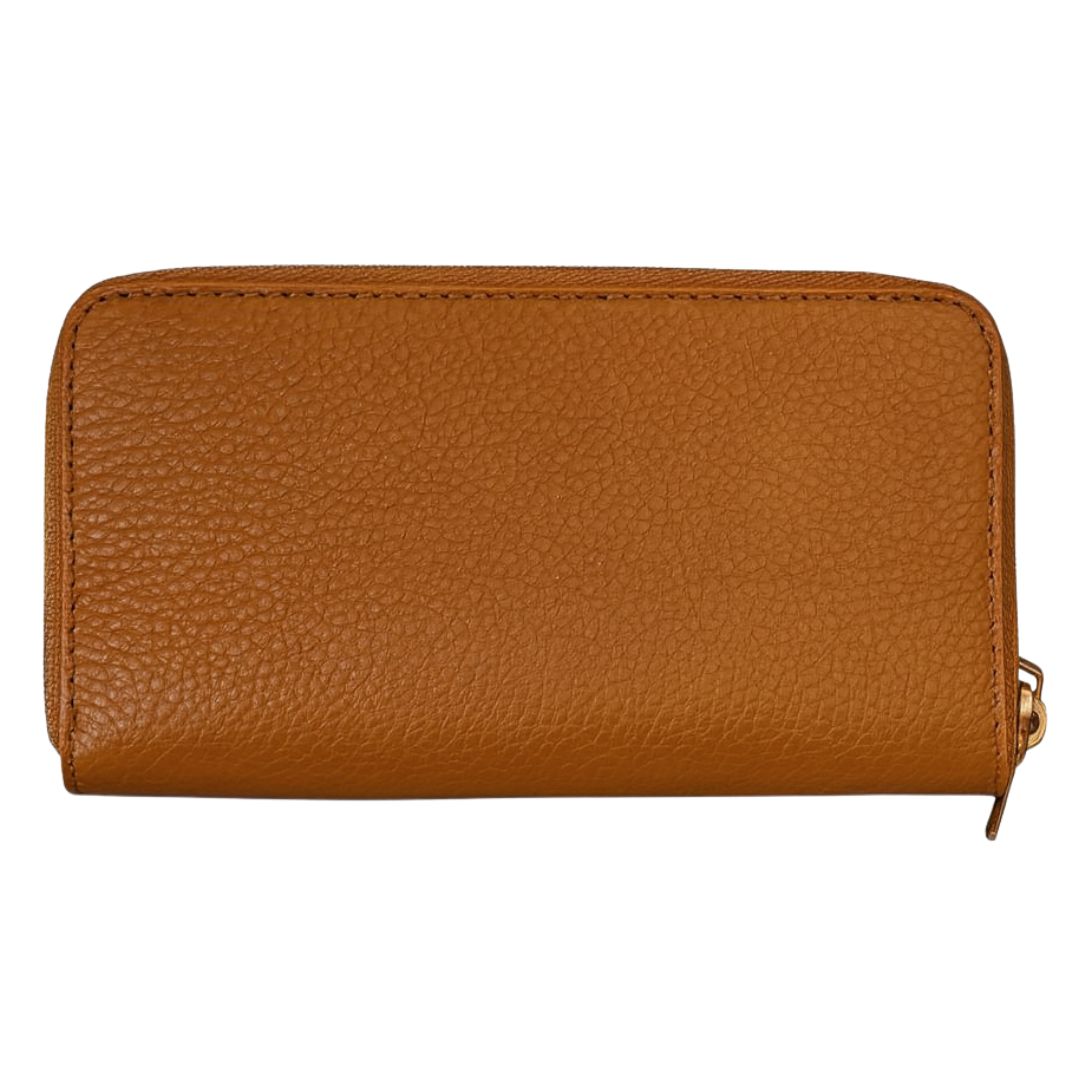 Portafoglio donna doppia zip in pelle dollaro