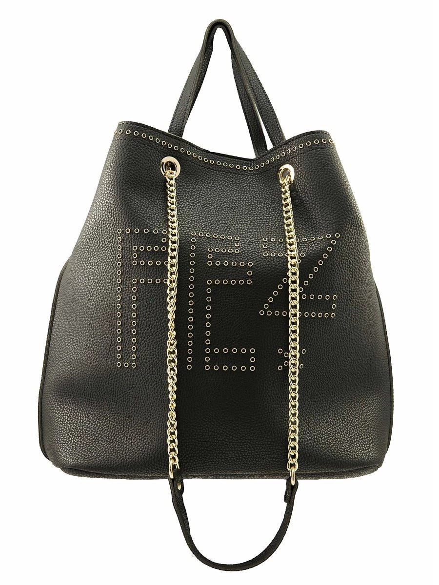 Borsa Shopper Donna in Ecopelle FEZ Logo in Metallo Tracolla