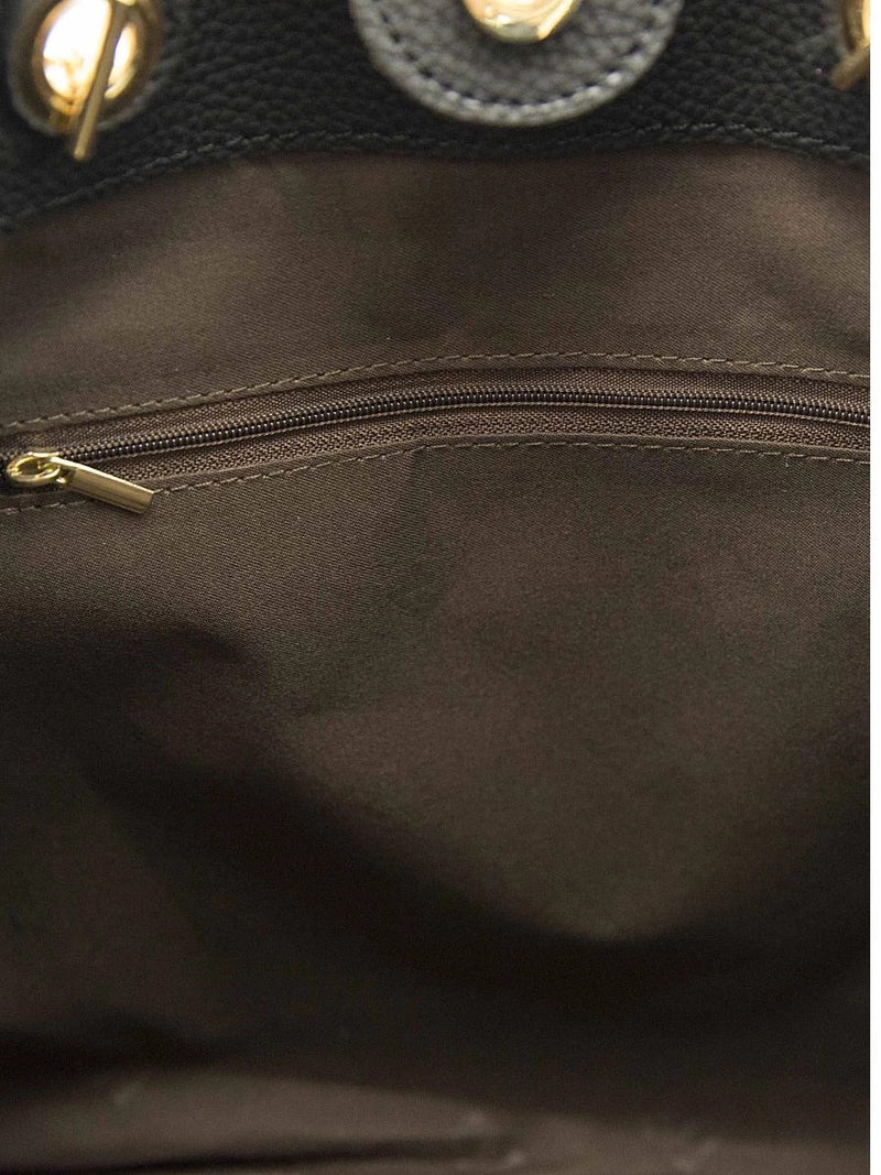 Borsa Shopper Donna in Ecopelle FEZ Logo in Metallo Tracolla