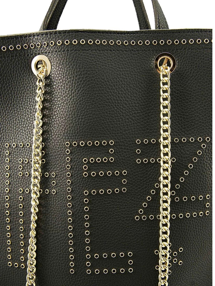 Borsa Shopper Donna in Ecopelle FEZ Logo in Metallo Tracolla