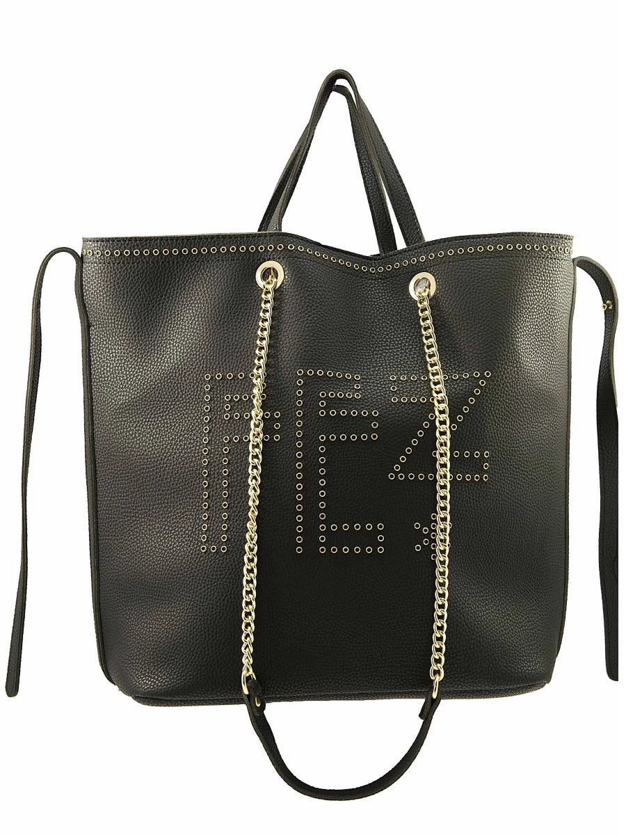 Borsa Shopper Donna in Ecopelle FEZ Logo in Metallo Tracolla