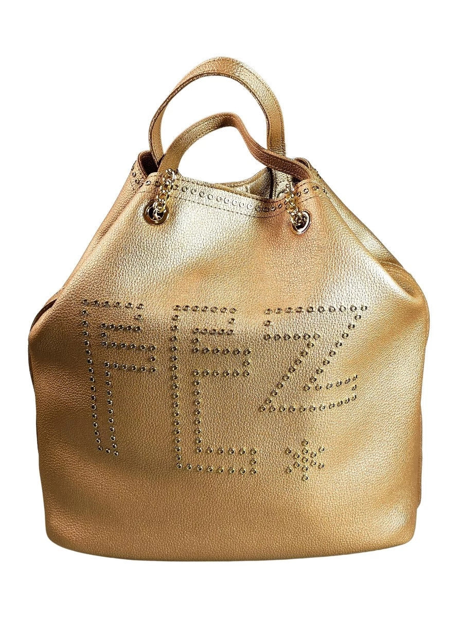 Borsa Shopper Donna in Ecopelle FEZ Logo in Metallo Tracolla