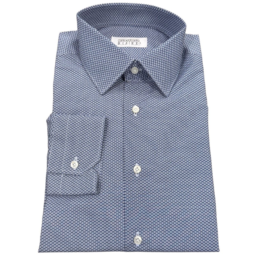 Camicia uomo classica collo 1/2 francese in popeline microfantasia