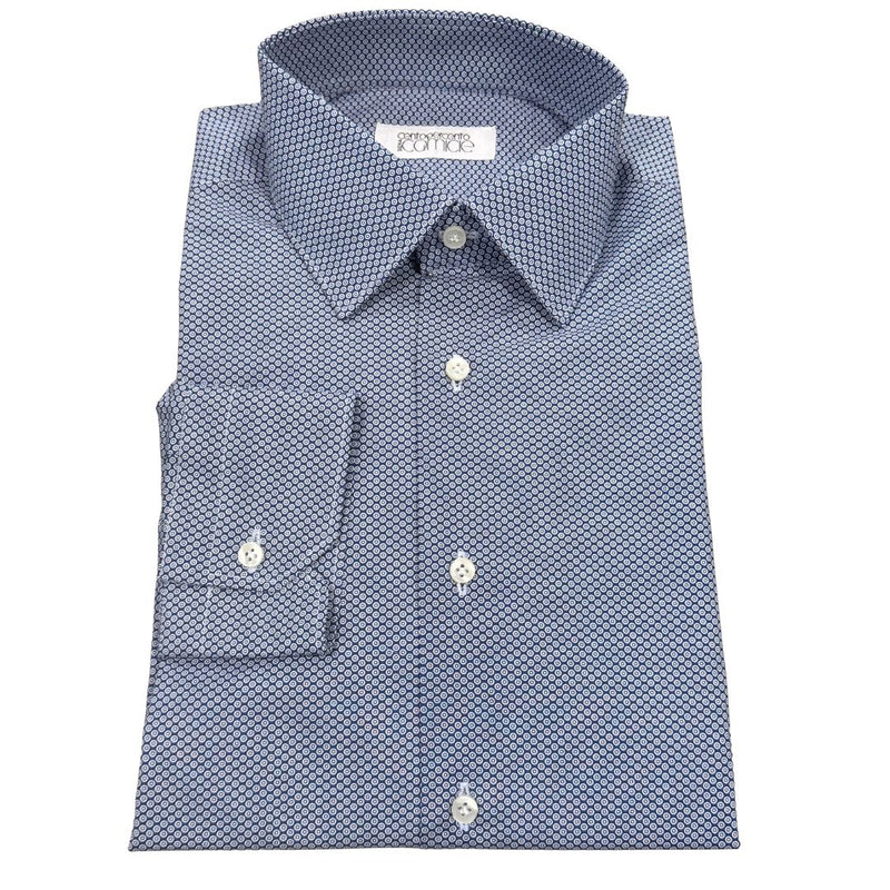 Camicia uomo classica collo 1/2 francese in popeline microfantasia