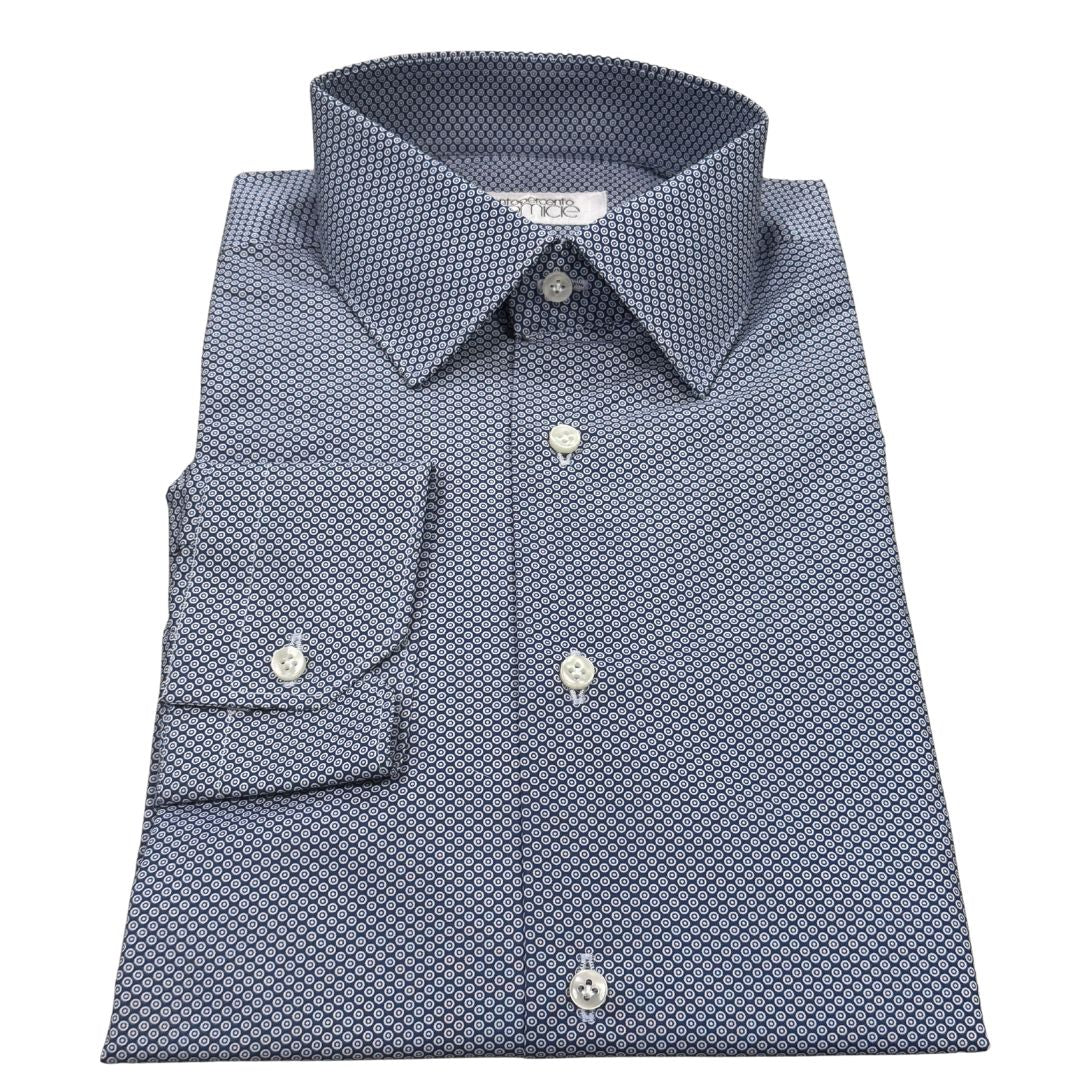 Camicia uomo classica collo 1/2 francese in popeline microfantasia