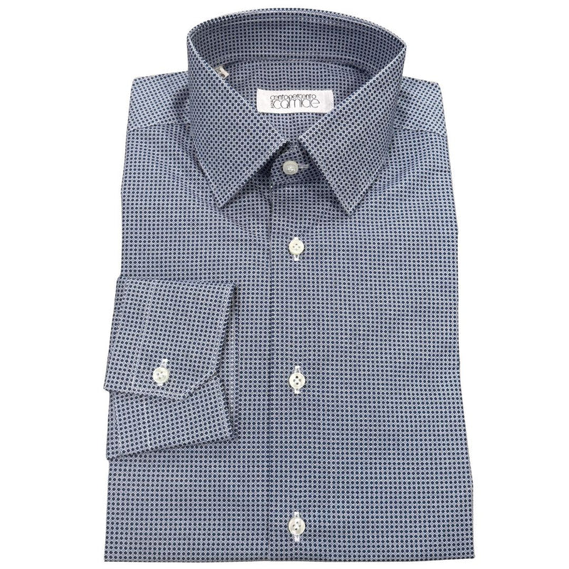 Camicia uomo classica in popeline fantasia fiorellini e cerchi