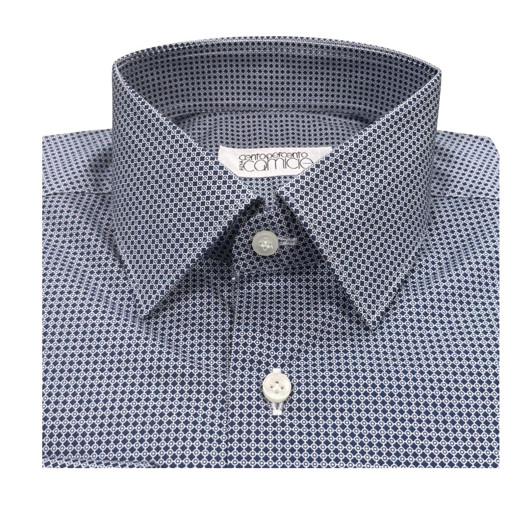 Camicia uomo classica in popeline fantasia fiorellini e cerchi