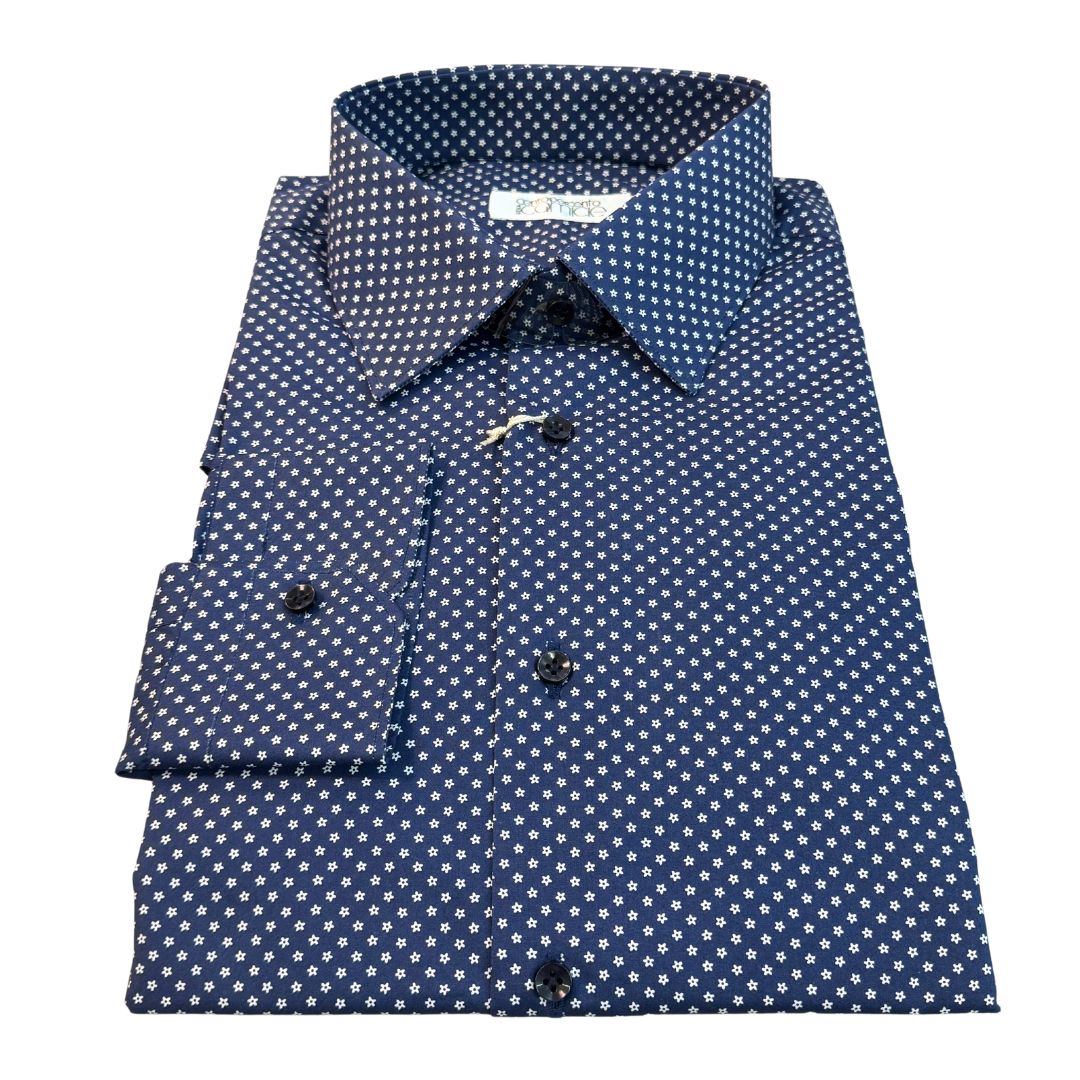 Camicia uomo classica popeline fantasia fiorellini