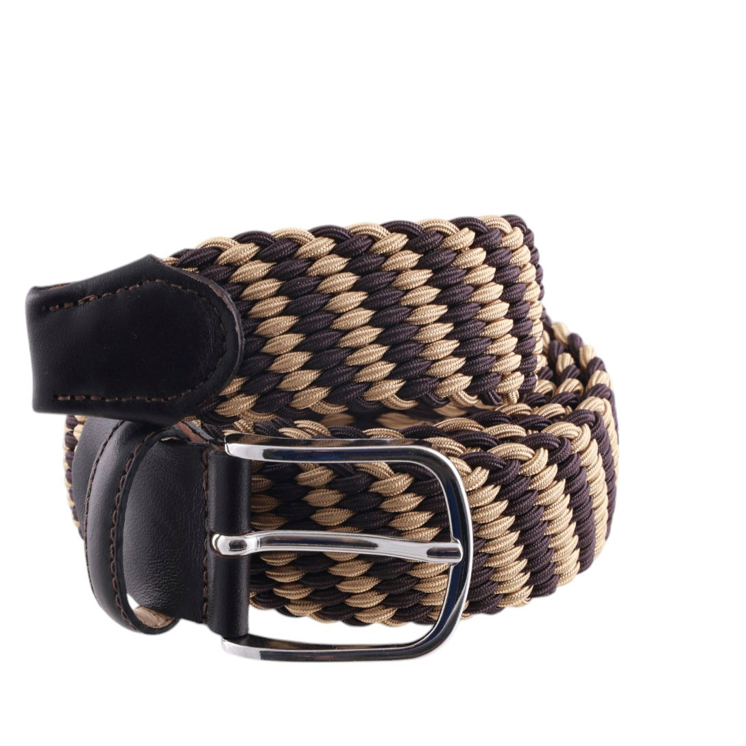 Cintura tessuto elastico viscosa bicolore obliquo rifinita a mano Made in Italy