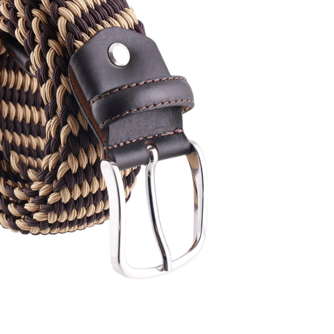 Cintura tessuto elastico viscosa bicolore obliquo rifinita a mano Made in Italy