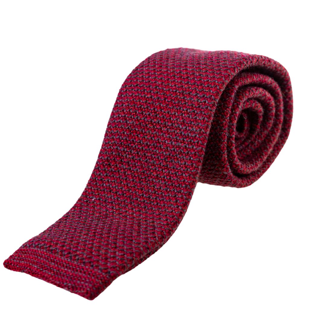 Cravatta uomo tricot in lana motivo zig-zag