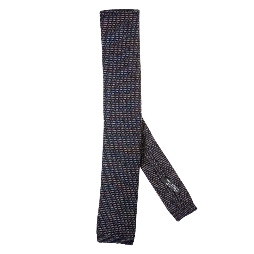 Cravatta uomo tricot in lana motivo zig-zag