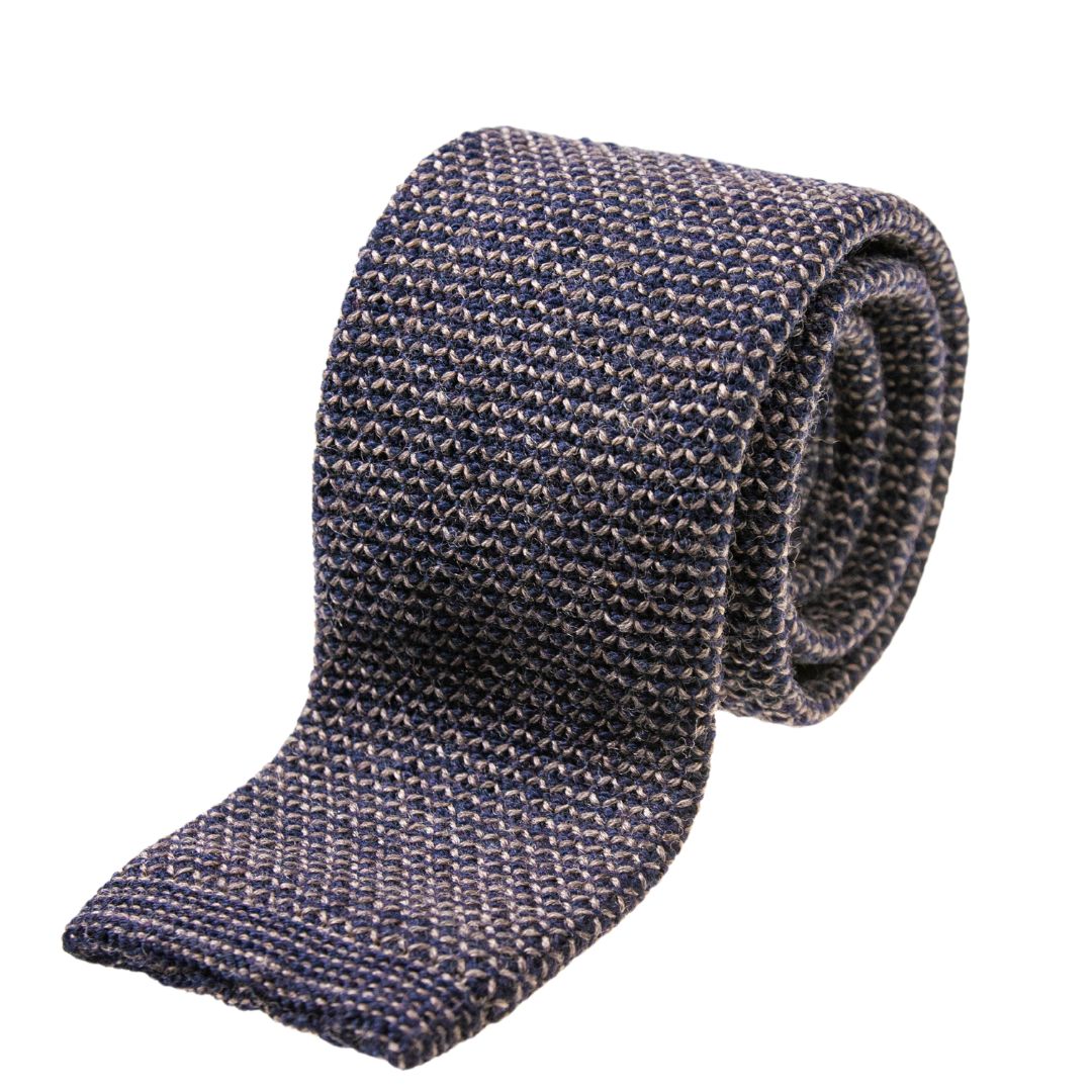 Cravatta uomo tricot in lana motivo zig-zag