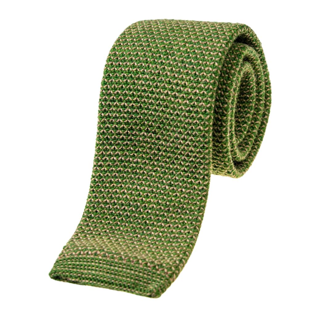 Cravatta uomo tricot in lana motivo zig-zag