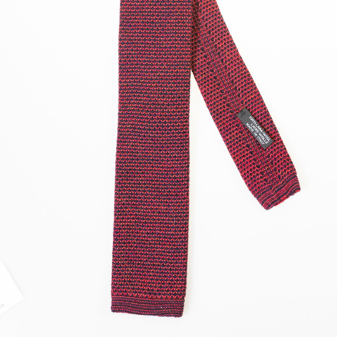 Cravatta uomo tricot in lana motivo zig-zag